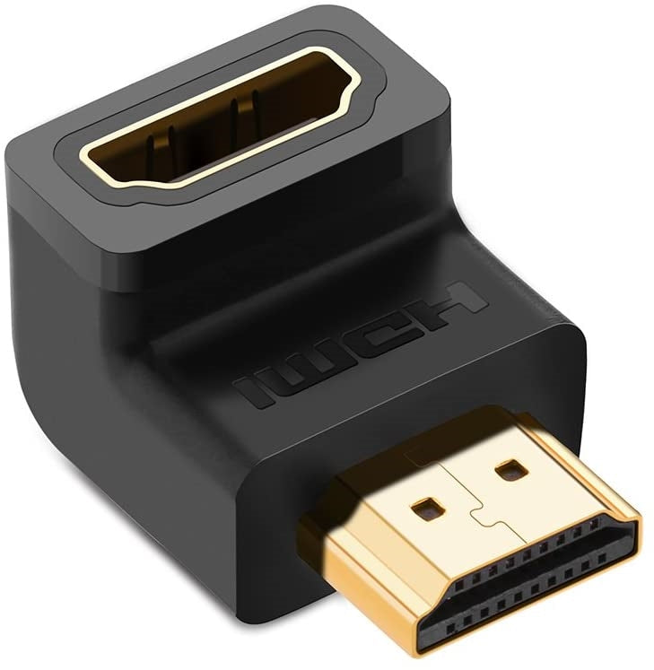 UGREEN 20109 L Shaped HDMI Male to Female Adapter Black-www.firsthelptech.ie