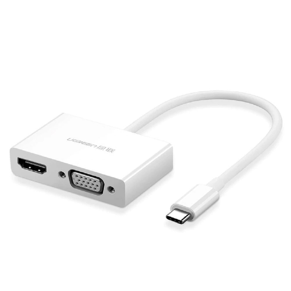 UGREEN 30843 USB Type C to HDMI + VGA Converter White-www.firsthelptech.ie