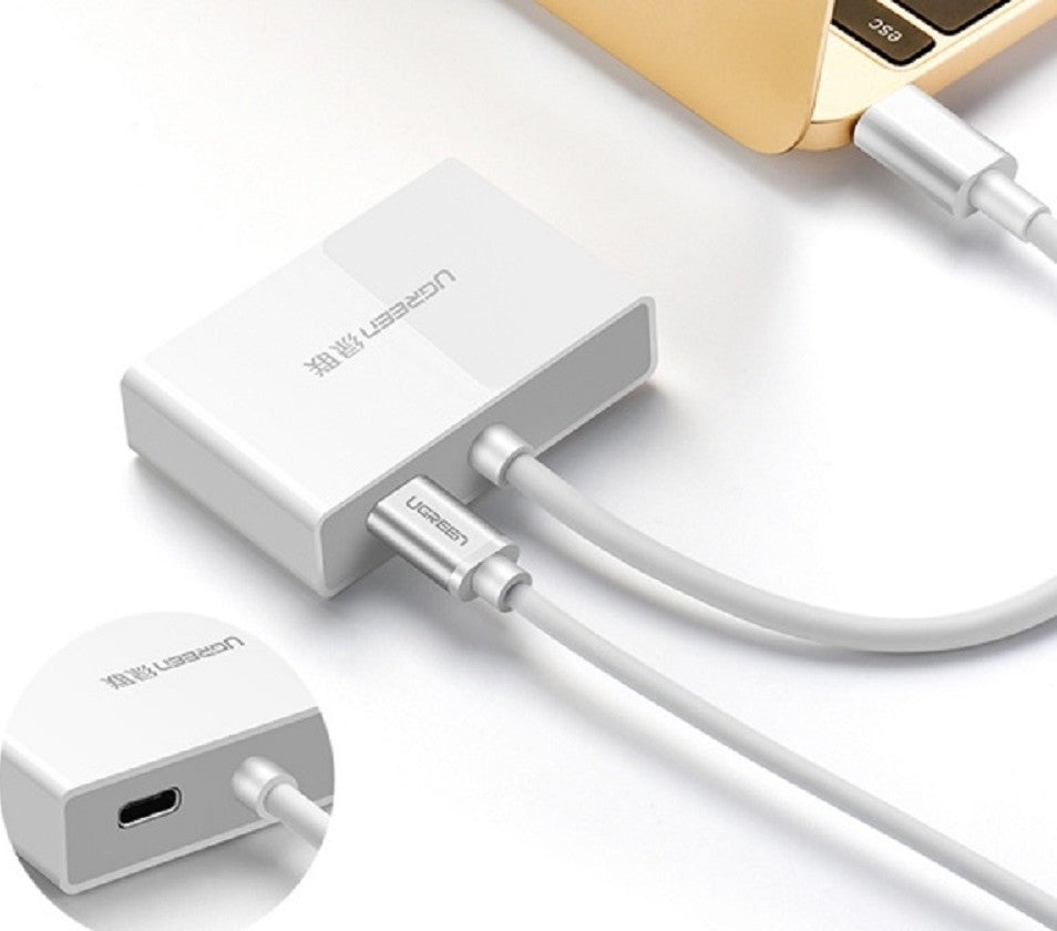 UGREEN 30843 USB Type C to HDMI + VGA Converter White-www.firsthelptech.ie
