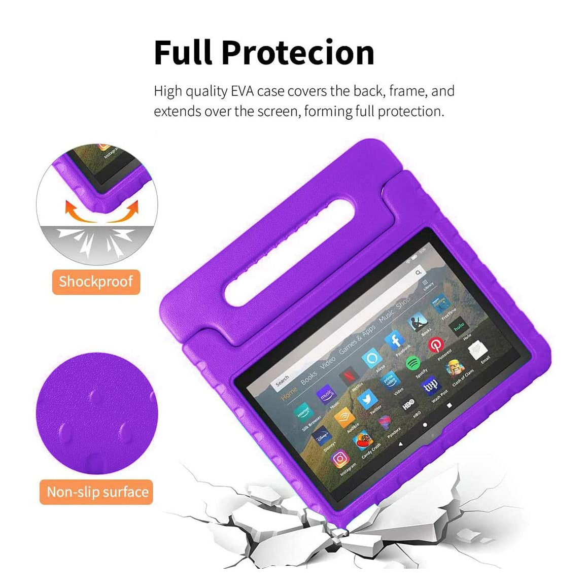 For Amazon Fire 7 2022 12th Gen Kids Case Shockproof Cover With Stand - Purple-www.firsthelptech.ie