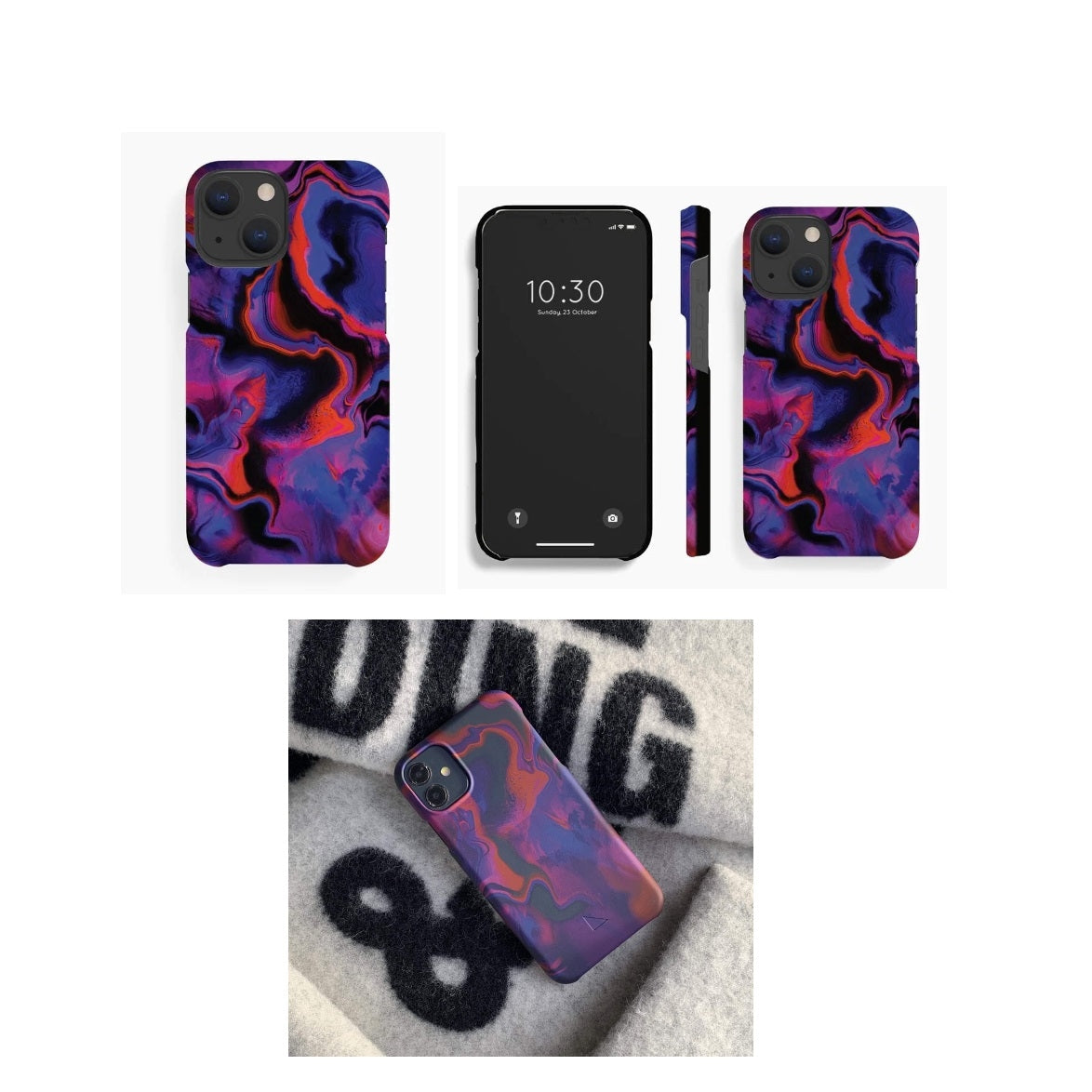 For Apple iPhone 13 Pro Plant Based Purple Red Marble Case-www.firsthelptech.ie