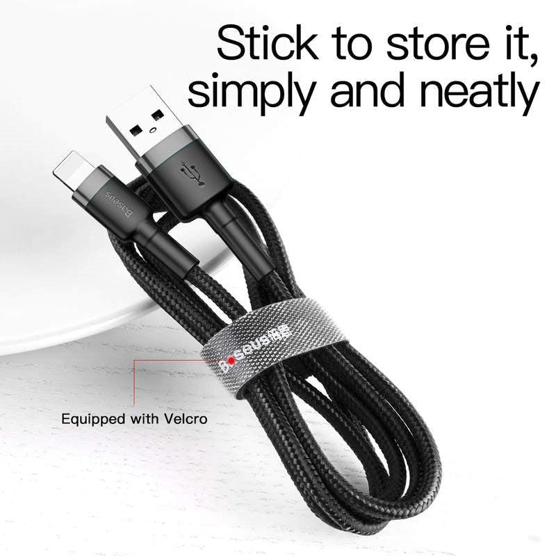 Baseus CATKLF-UG1 Cafule Braded USB To Type-C 2A Cable (L=3M) Grey+Black-www.firsthelptech.ie