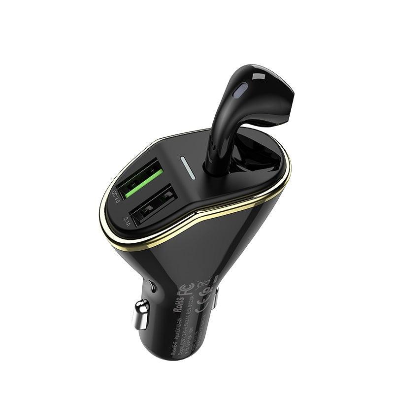 Hoco E47 Traveller Wireless Headset Car Charger Black-www.firsthelptech.ie