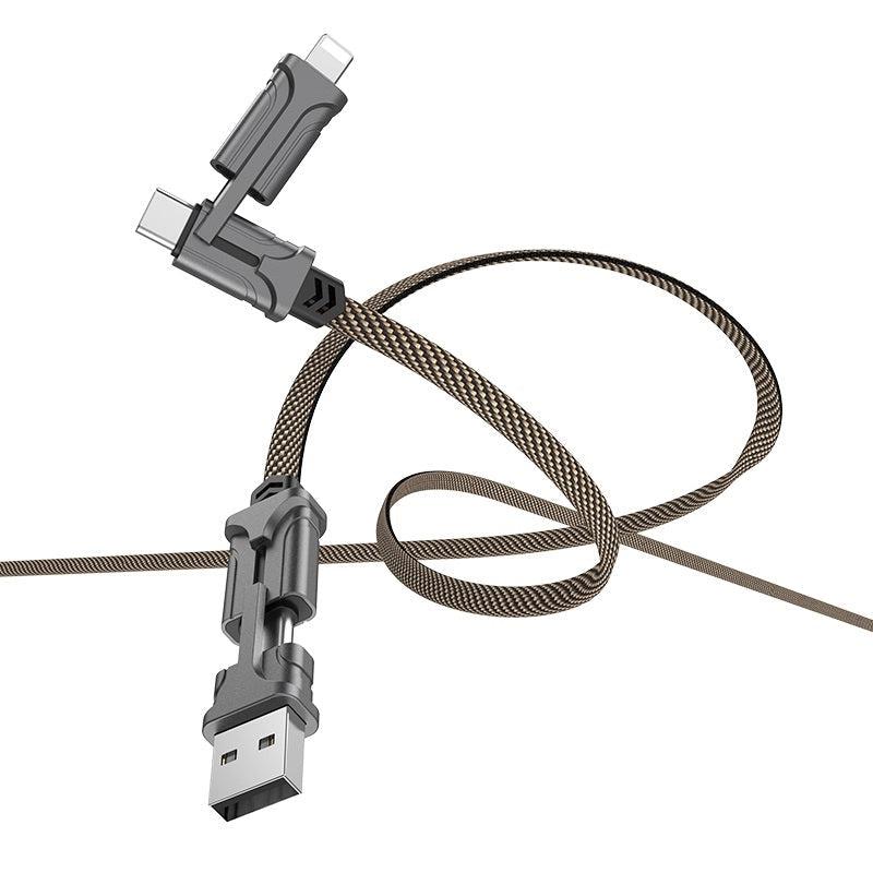 Hoco S22 Woven Braid Magic Cube Charging Cable (1.2m) Black&Brown-www.firsthelptech.ie