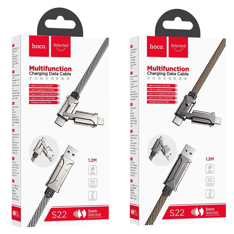Hoco S22 Woven Braid Magic Cube Charging Cable (1.2m) Black&Brown-www.firsthelptech.ie