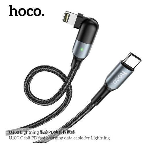 Hoco U100 Orbit PD 20W Type-C to Lightning Fast Charging Data Cable Black-www.firsthelptech.ie