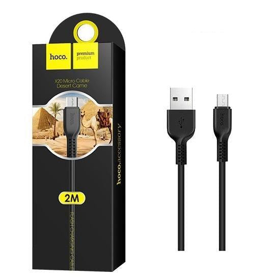 Hoco X20 Flash Micro USB Cable 2M (Black)-www.firsthelptech.ie