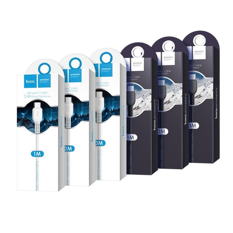 Hoco X20 Type-C Flash Charging Cable 2M (Black)-www.firsthelptech.ie