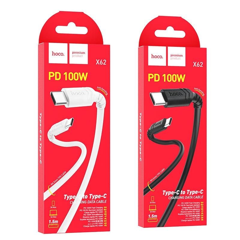 Hoco X62 Fortune Type-C to Type-C Fast Charging Cable 100W 1.5m (Black)-www.firsthelptech.ie