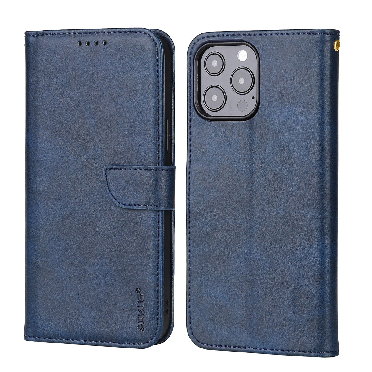 For Apple iPhone 12/12 Pro (6.1") Premium Aokus Wallet Case Blue-www.firsthelptech.ie