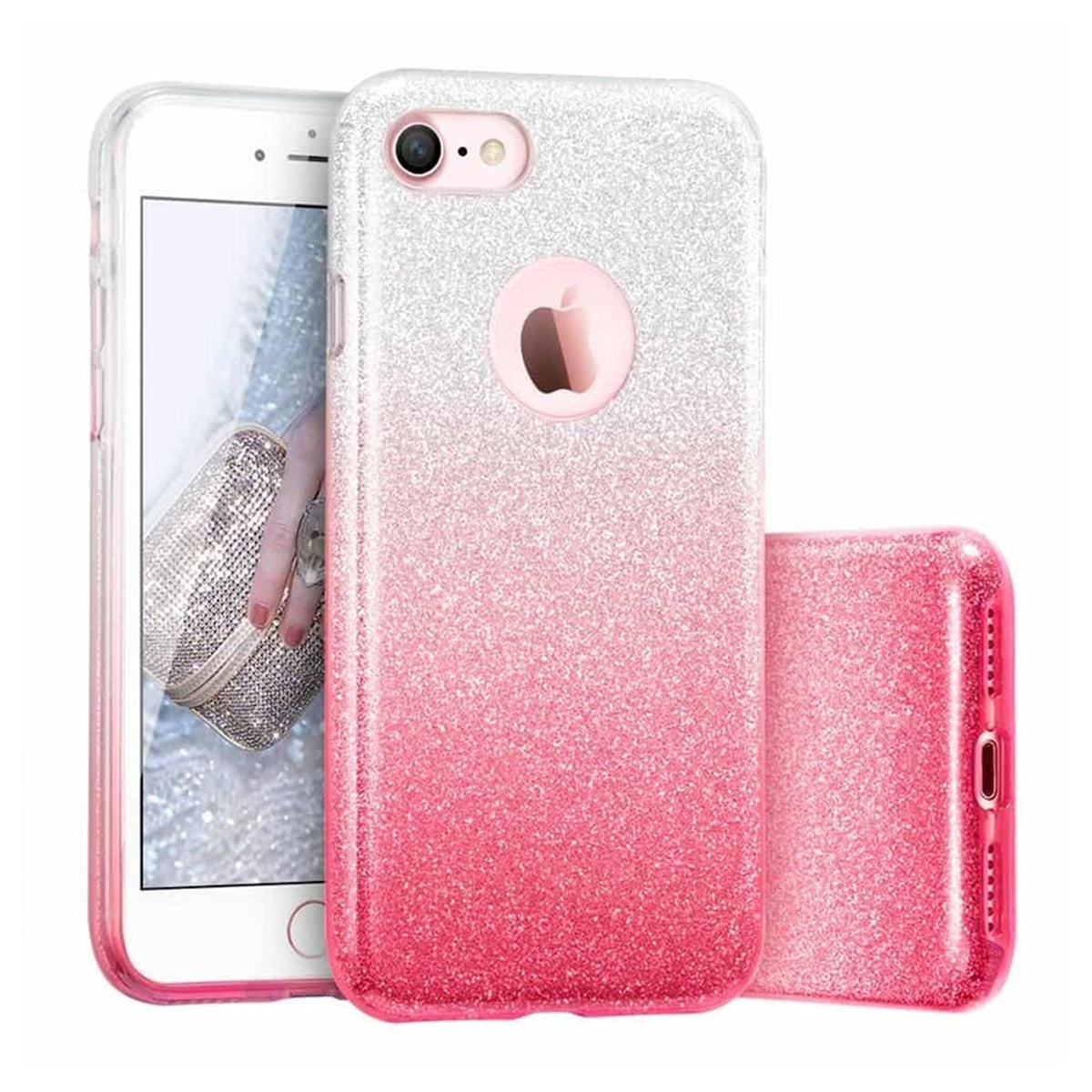 For Apple iPhone12/12 Pro Glitter Diamond Gel Case Gradual Pink-www.firsthelptech.ie