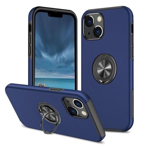 For Apple iPhone 13 (6.1") Dual Layer Invisible Ring Case Blue-www.firsthelptech.ie