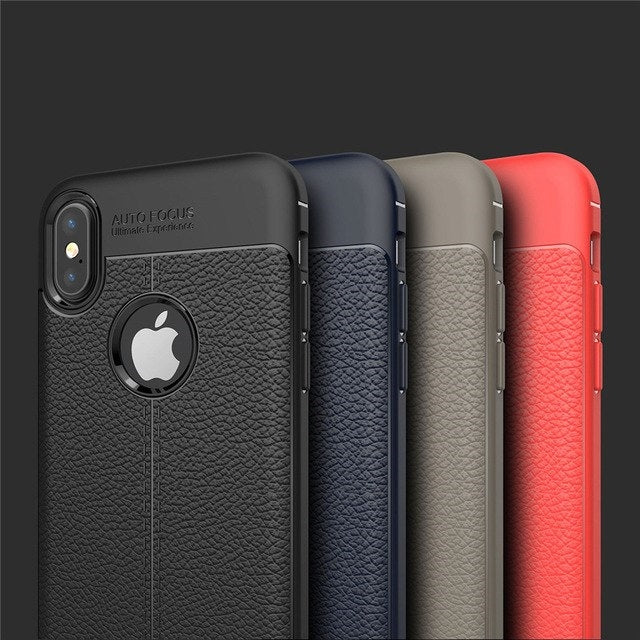 For Apple iPhone XS Max Autofocus Shockproof Lichi Gel Case Red-www.firsthelptech.ie