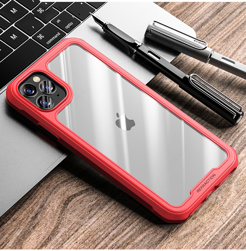 For Apple IPAKY iPhone 12 Mini (5.4") Hybrid Shockproof HD Transparent Dawn Case Red-www.firsthelptech.ie