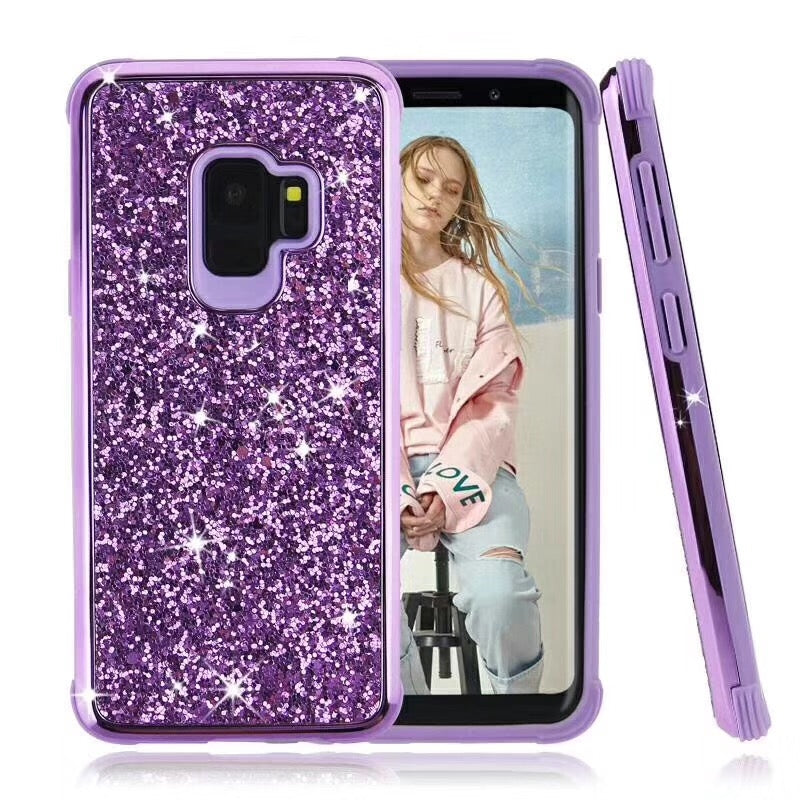 For Apple iPhone XS Max Diamond Glitter 2 in 1 Case Purple-www.firsthelptech.ie