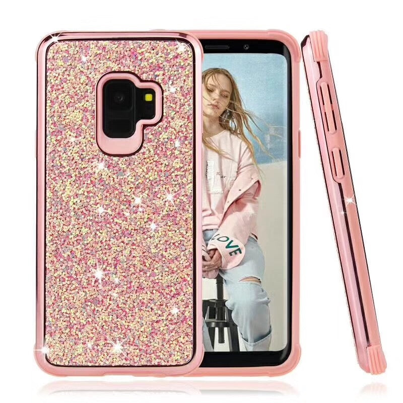 For Apple iPhone XS Max Diamond Glitter 2 in 1 Case Rose-www.firsthelptech.ie