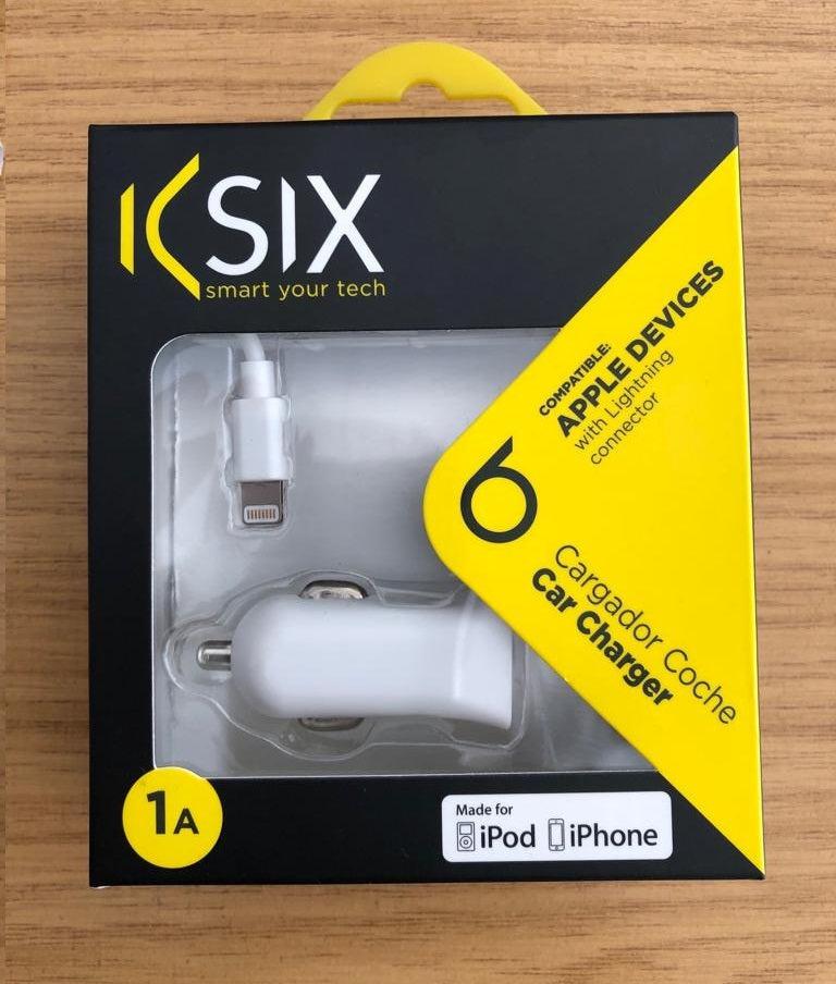 Ksix MFi Car Charger 1A With Lightning Cable White-www.firsthelptech.ie