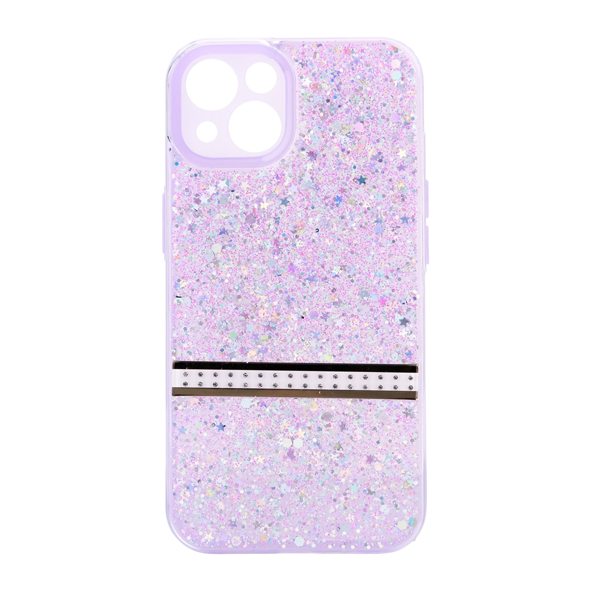 For Apple iPhone 12/12 Pro Sparking Transparent Diamond Strip Case Purple-www.firsthelptech.ie