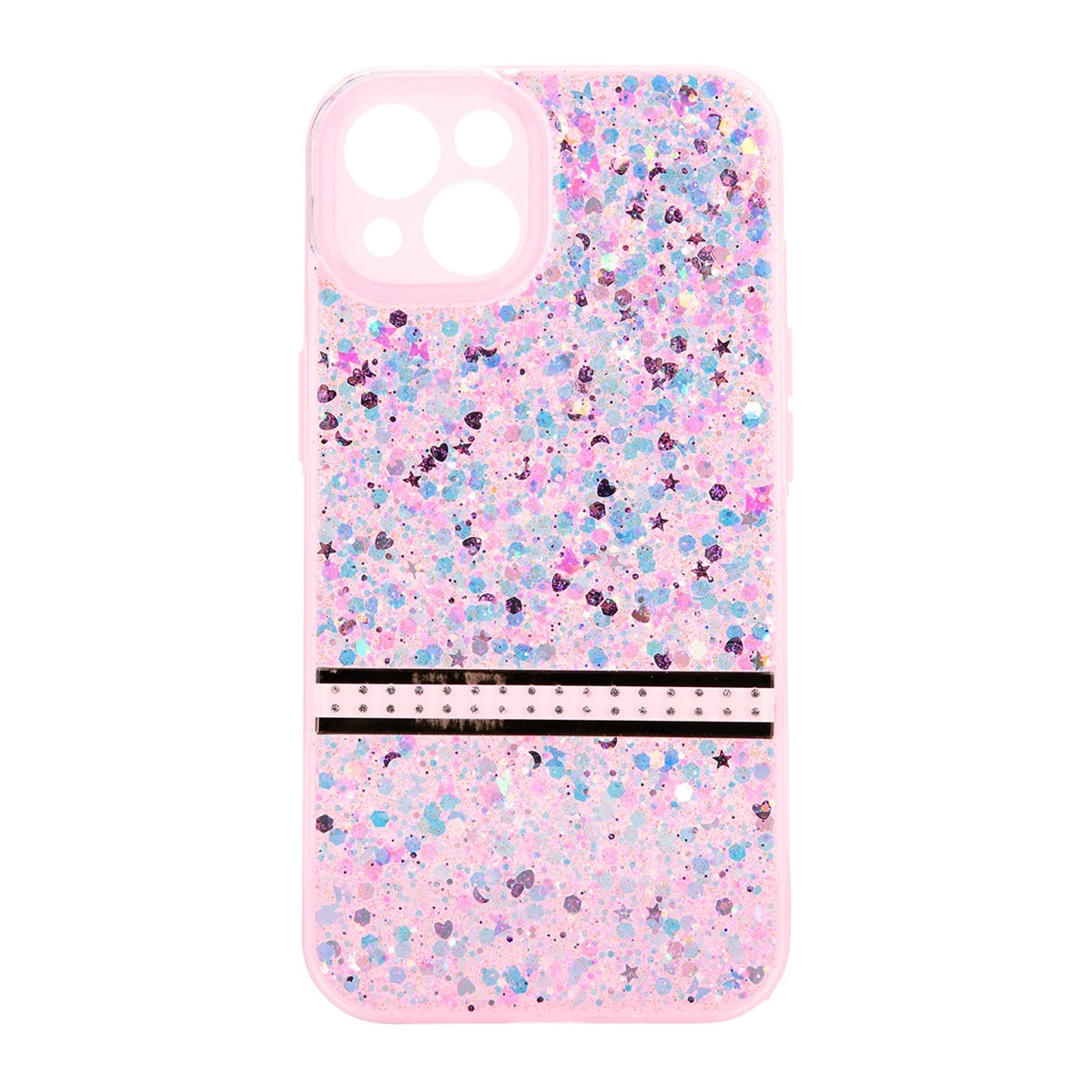 For Apple iPhone 13 Pro Sparking Transparent Diamond Strip Case Pink-www.firsthelptech.ie