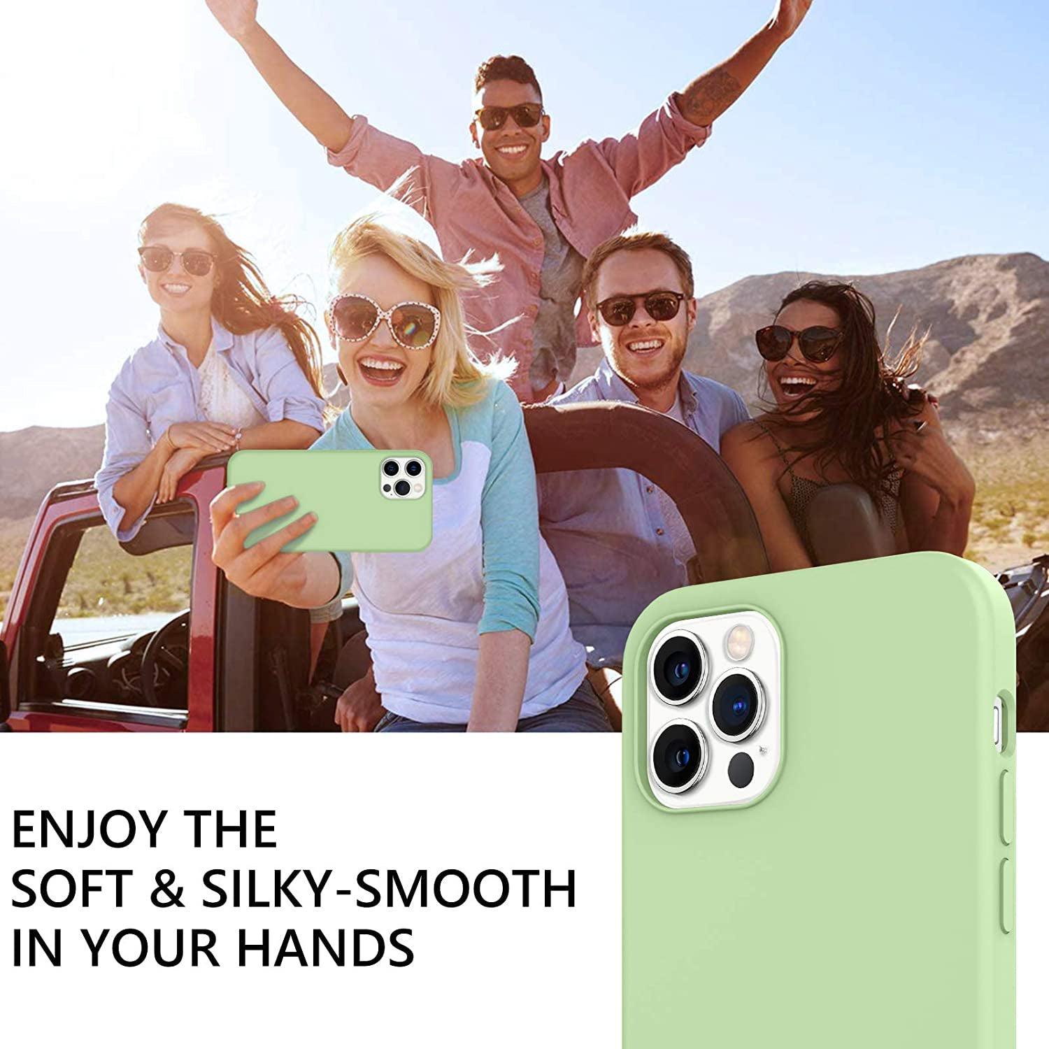 Liquid Silicone Case For Apple iPhone 12 Pro Max Luxury Thin Phone Cover - Matcha Green-www.firsthelptech.ie
