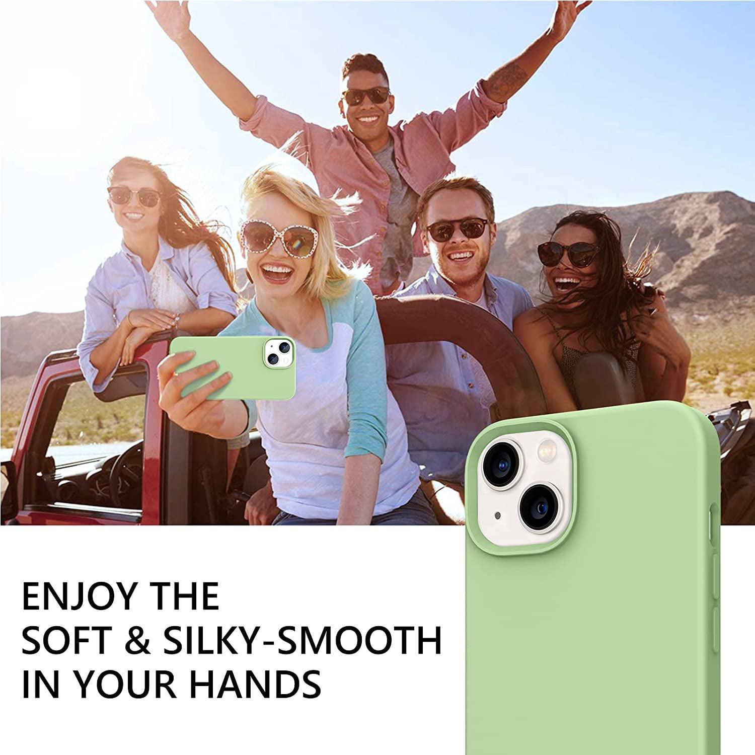 Liquid Silicone Case For Apple iPhone 14 Luxury Shockproof Phone Cover - Matcha Green-www.firsthelptech.ie