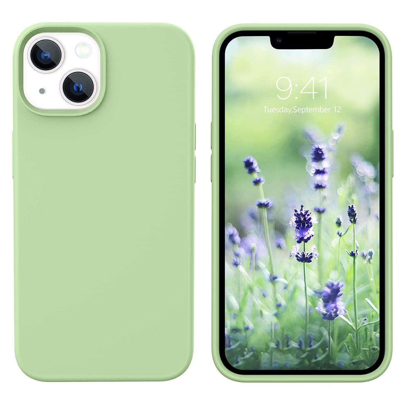 Liquid Silicone Case For Apple iPhone 13 Luxury Shockproof Phone Cover - Matcha Green-www.firsthelptech.ie