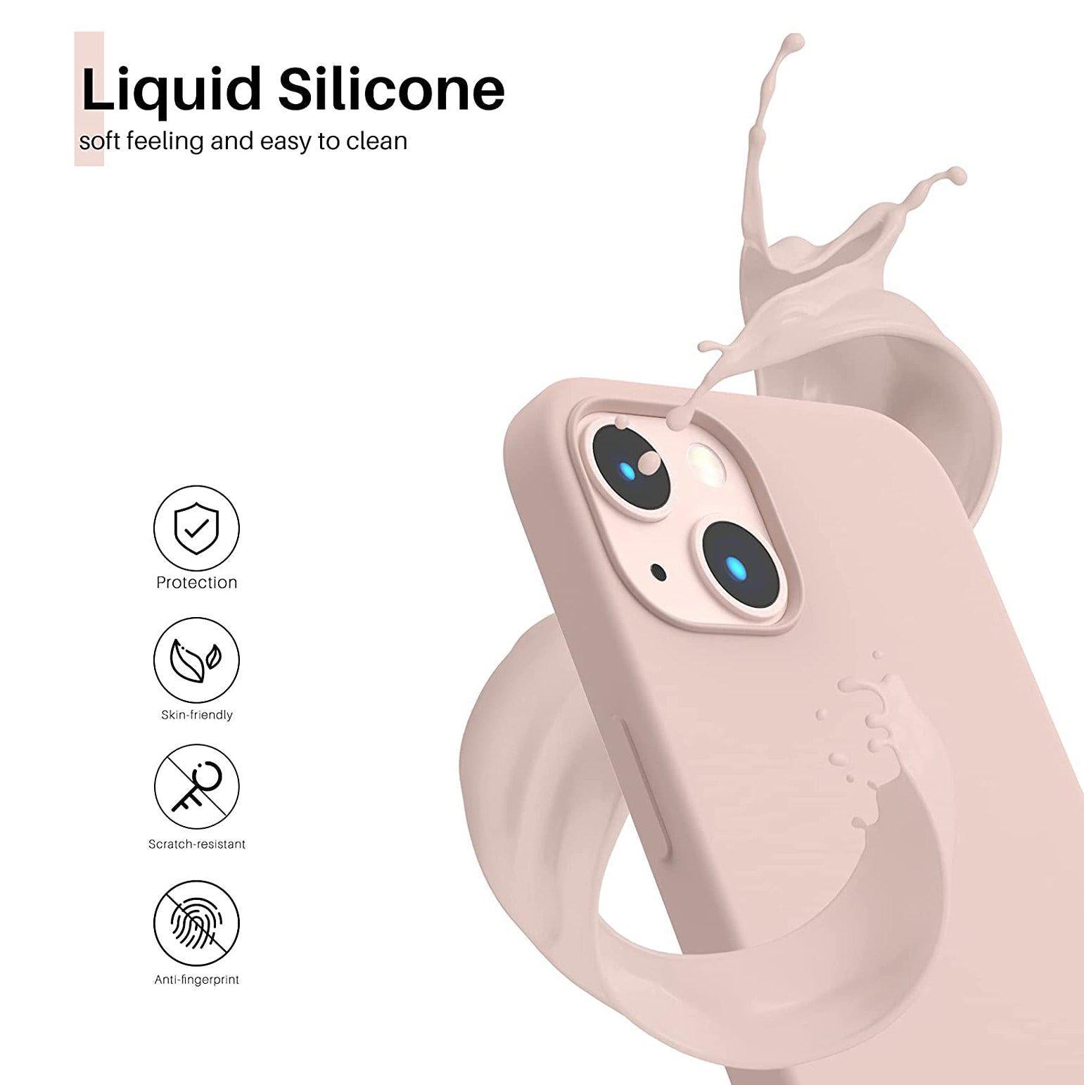 Liquid Silicone Case For Apple iPhone 13 Luxury Shockproof Phone Cover - Pink Sand-Cases & Covers-First Help Tech