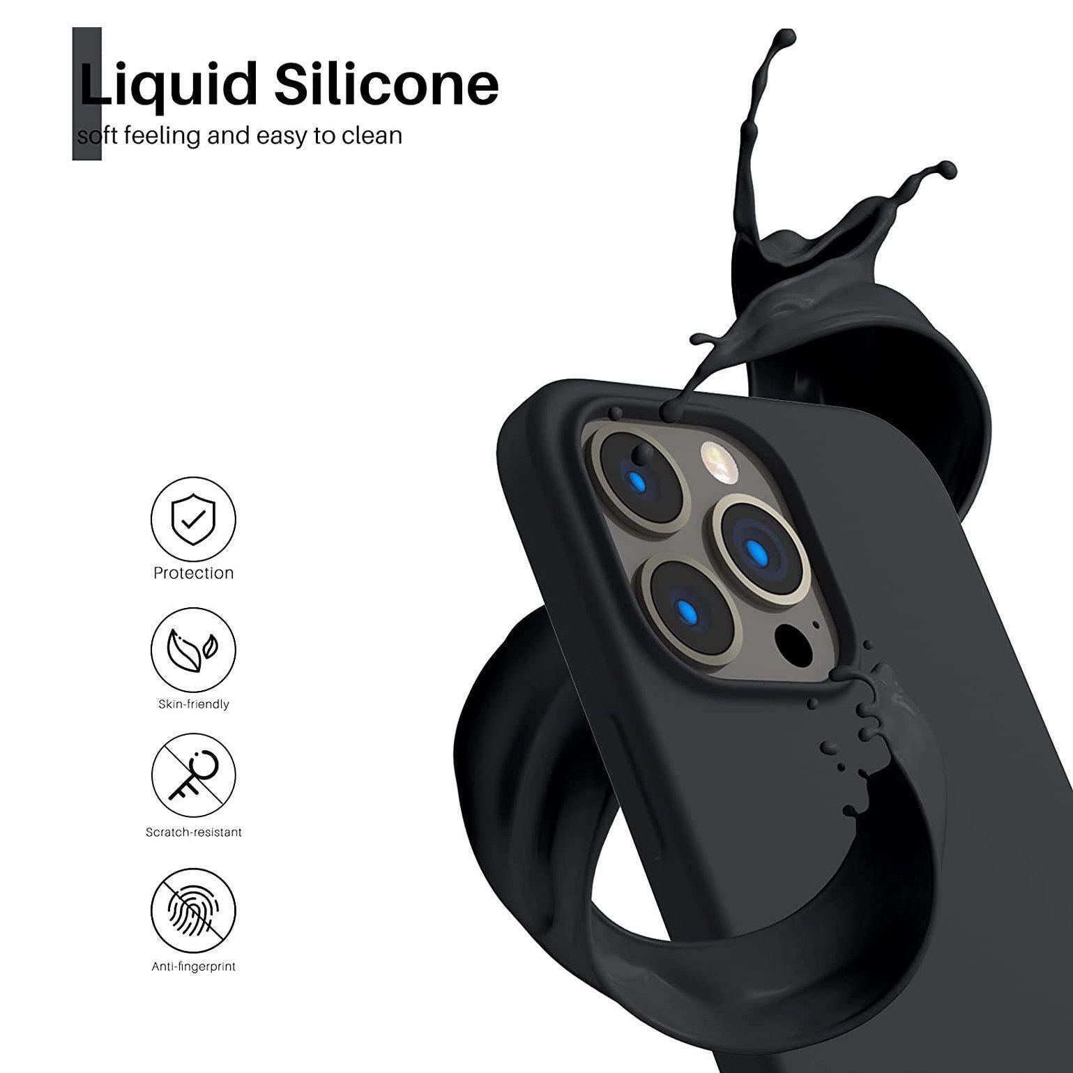 Liquid Silicone Case For Apple iPhone 13 Pro Luxury Shockproof Phone Cover Black-Cases & Covers-First Help Tech
