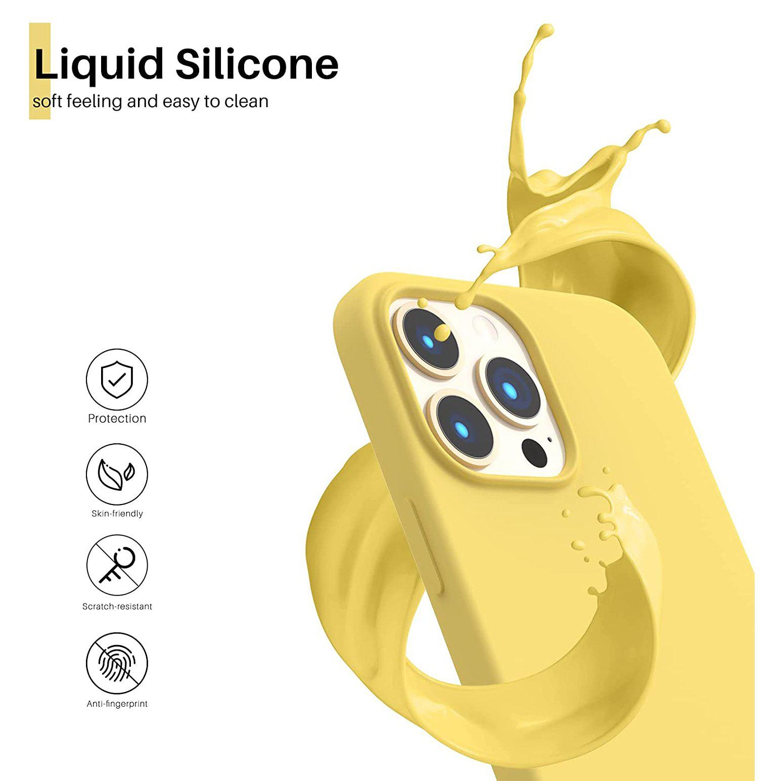 Liquid Silicone Case For Apple iPhone 13 Pro Max Luxury Shockproof Phone Cover Yellow-Cases & Covers-First Help Tech