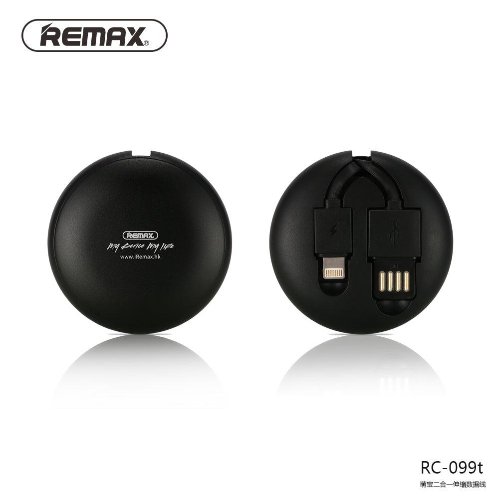 Remax Rc-099t Retractable 2 In 1 Usb Cable Lighting & Micro Black-www.firsthelptech.ie