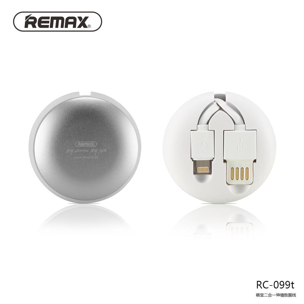 Remax Rc-099t Retractable 2 In 1 Usb Cable Lighting & Micro White-www.firsthelptech.ie