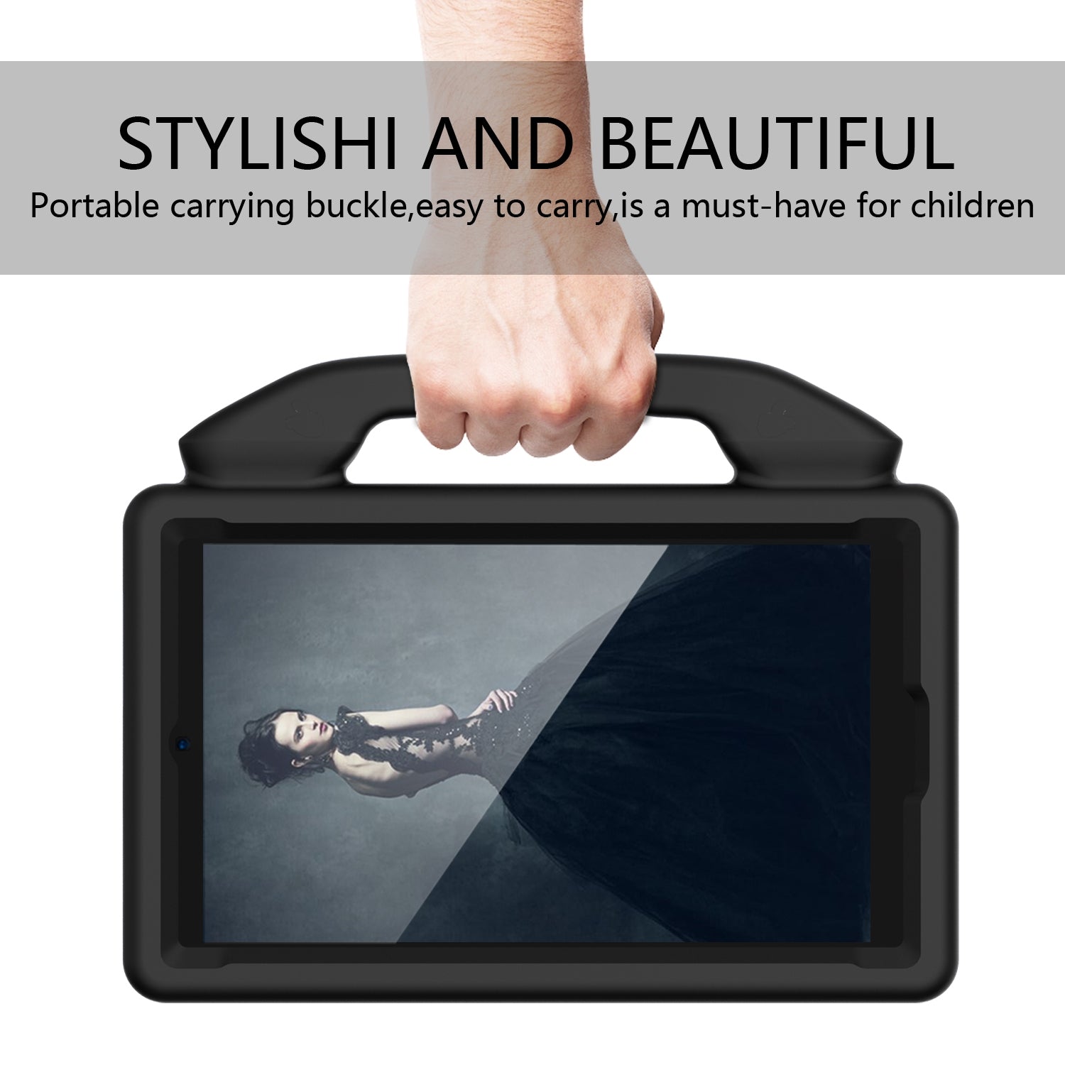 For Samsung Galaxy Tab A7 Lite Kids Friendly Case Shockproof Cover With Thumbs Up - Black-www.firsthelptech.ie