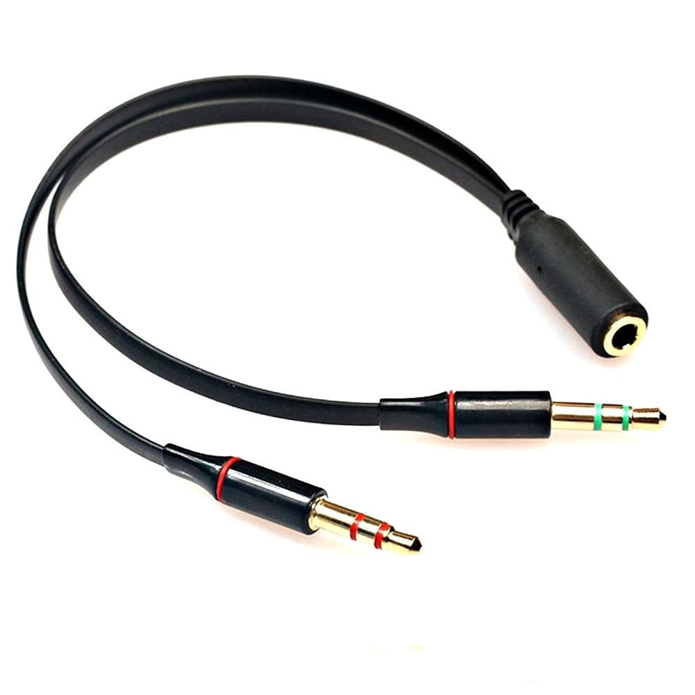 Universal Dual Male Splitter (3.5mm Female to 2 Dual 3.5mm Male) Stereo Headset Jack Mix Colour-www.firsthelptech.ie