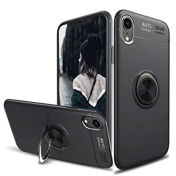 For Xiaomi Redmi 6 Autofocus 360 Shockproof Case With Ring Holder Black-www.firsthelptech.ie
