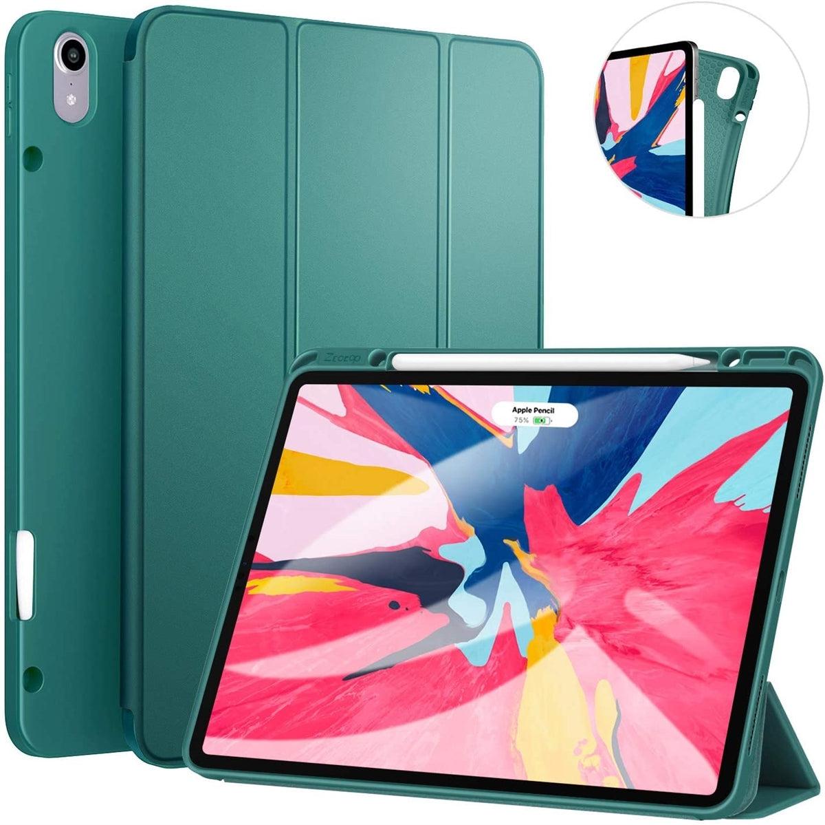 For Samsung Galaxy Tab S7 (SM-T870)/ S8 (SM-X700) Tri Fold Pen Slot Wallet Case - Midnight Green-www.firsthelptech.ie