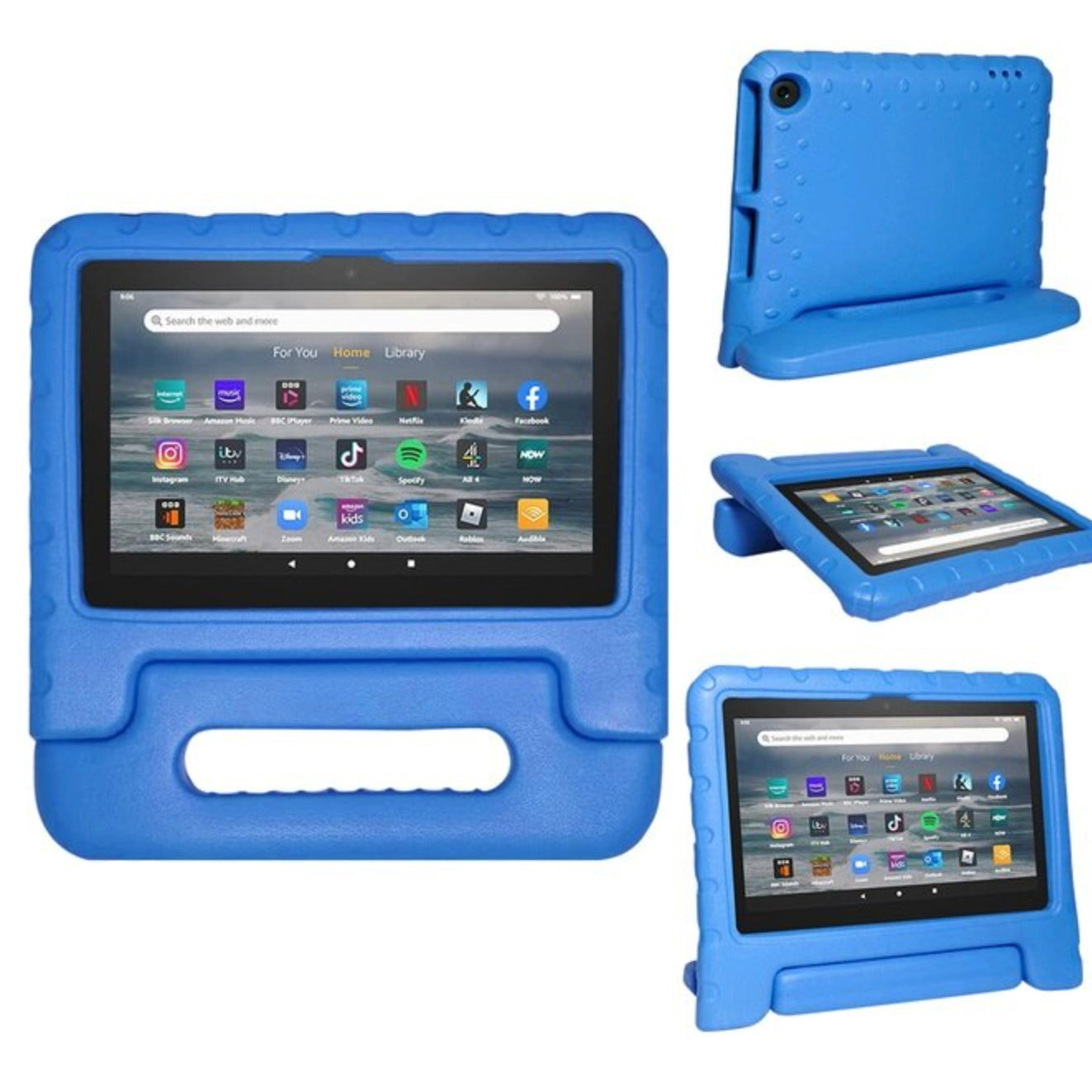 For Amazon Fire 7 2022 12th Gen Kids Case Shockproof Cover With Stand - Blue-First Help Tech