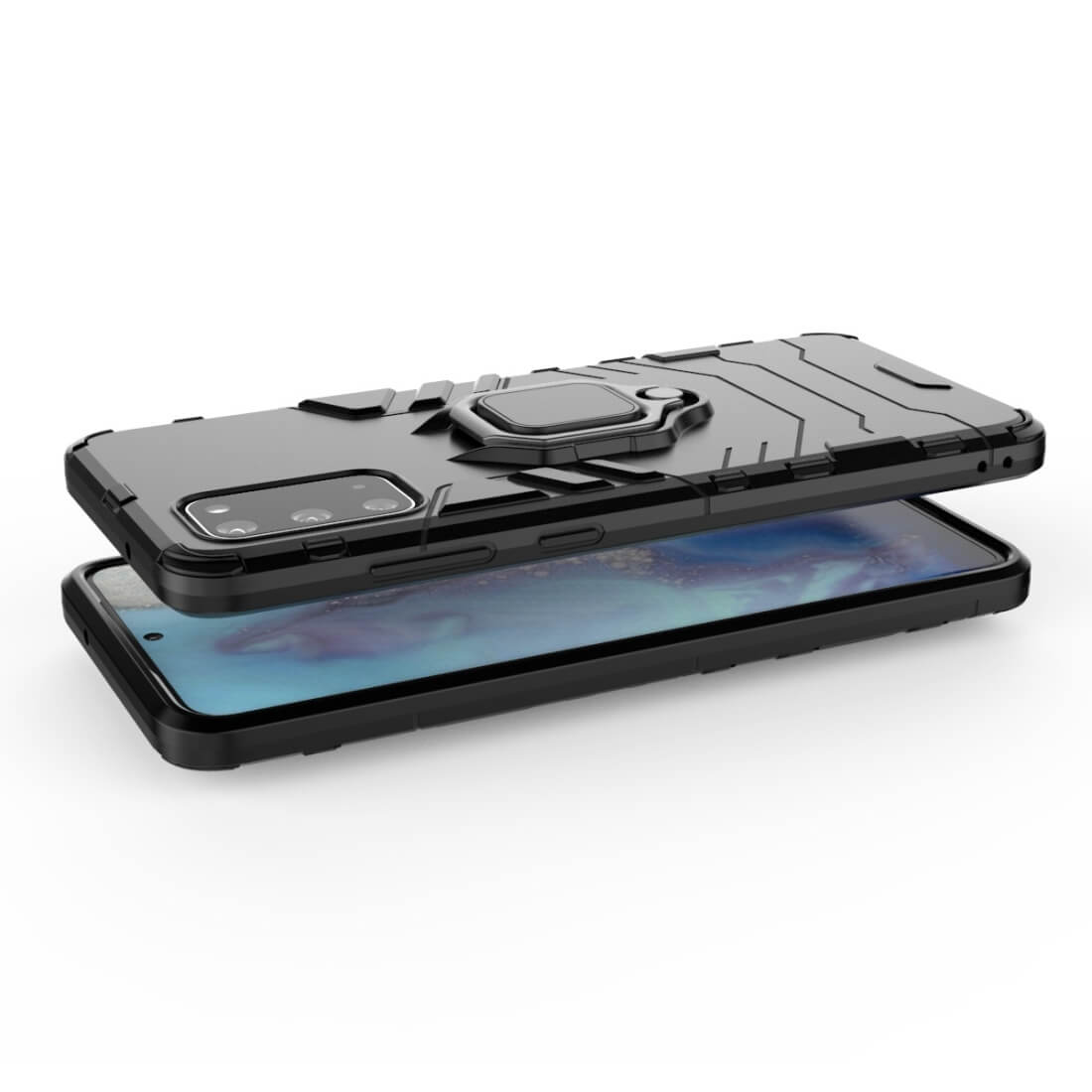 For Samsung Galaxy S20 Plus / S20 Plus 5G Armor Case Shockproof Cover Magnet Ring Holder - Black