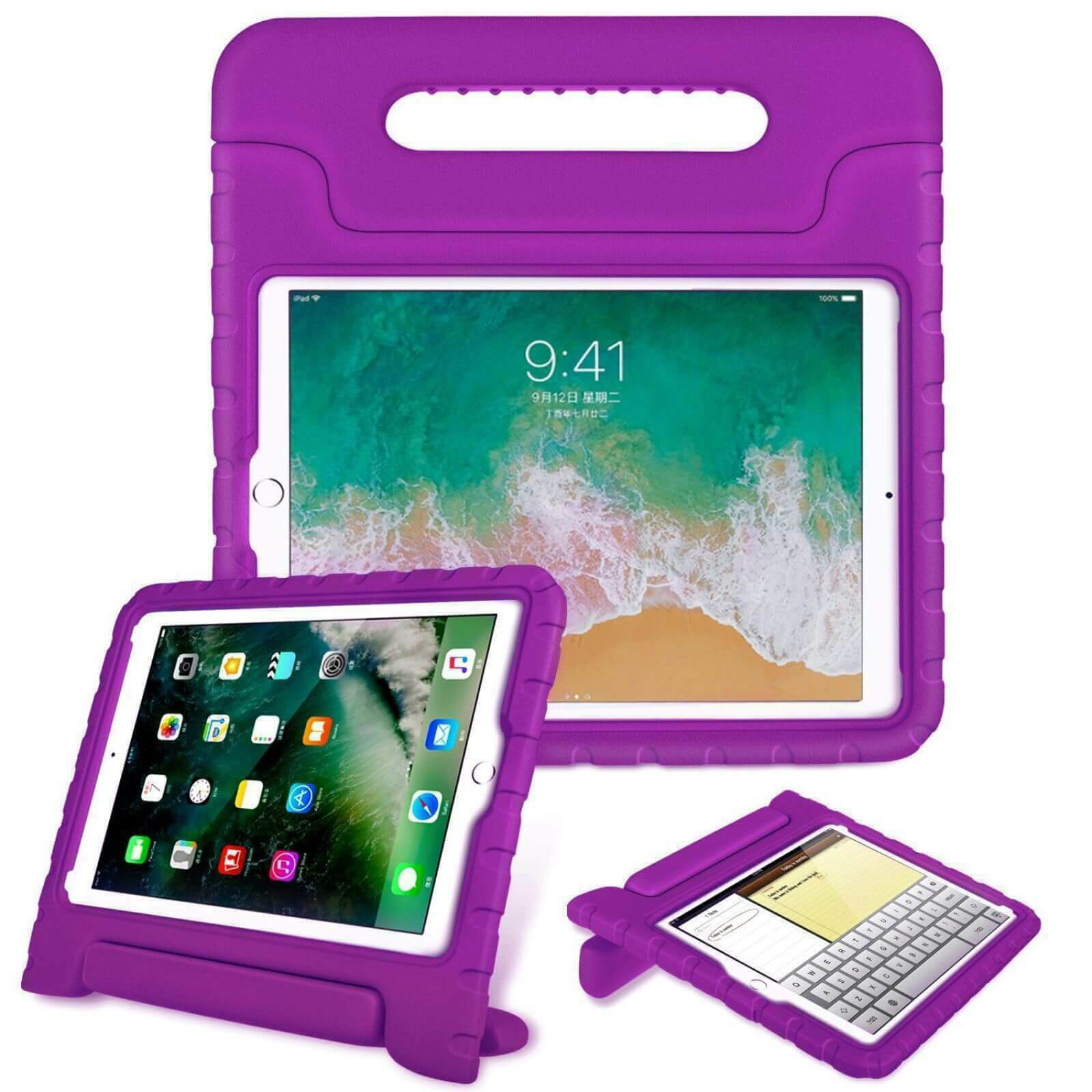 For Apple iPad Air / Air 2 Kids Case Shockproof Cover With Stand Purple