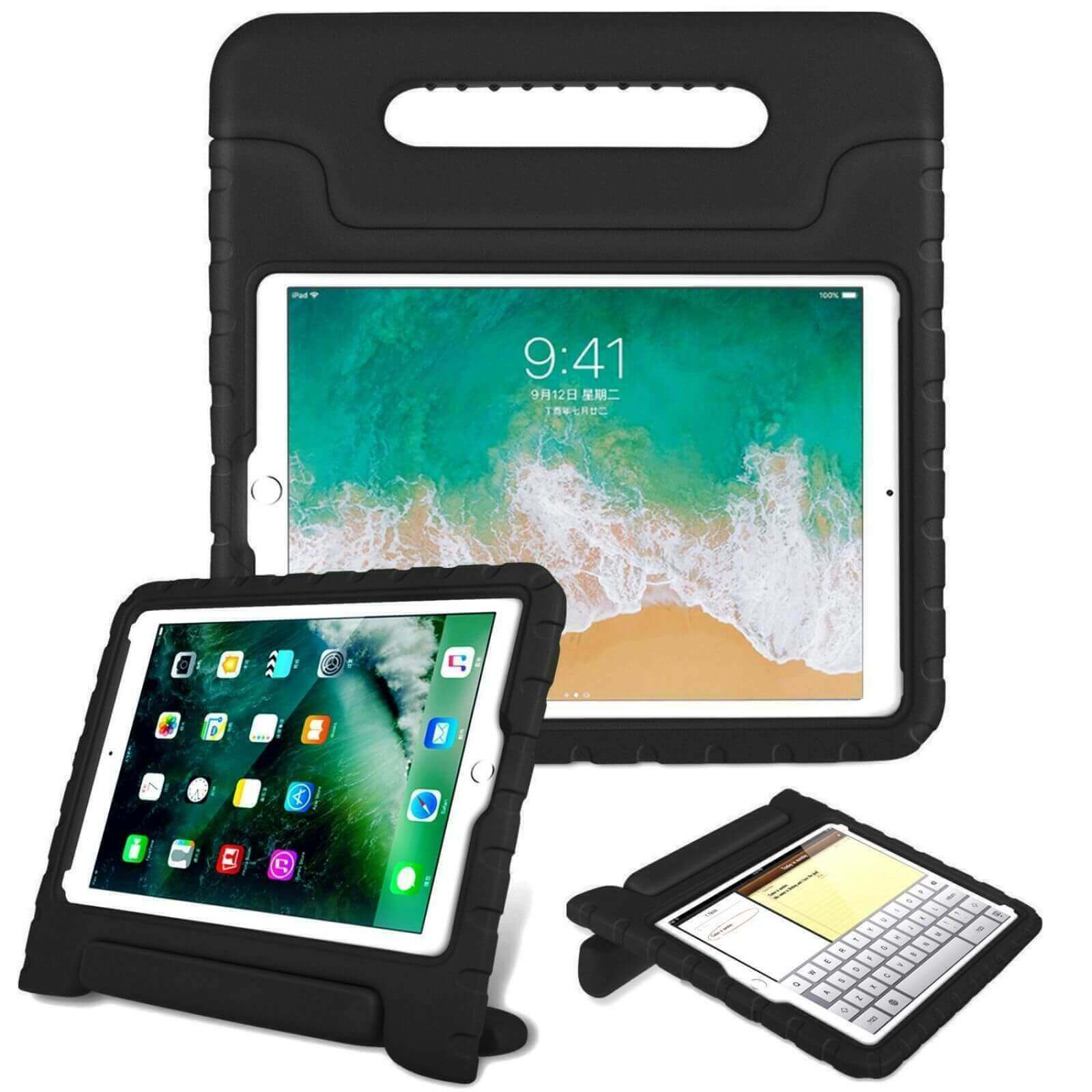 For Apple iPad 9.7" 2017 / 2018 Kids Case Shockproof Cover With Stand Black