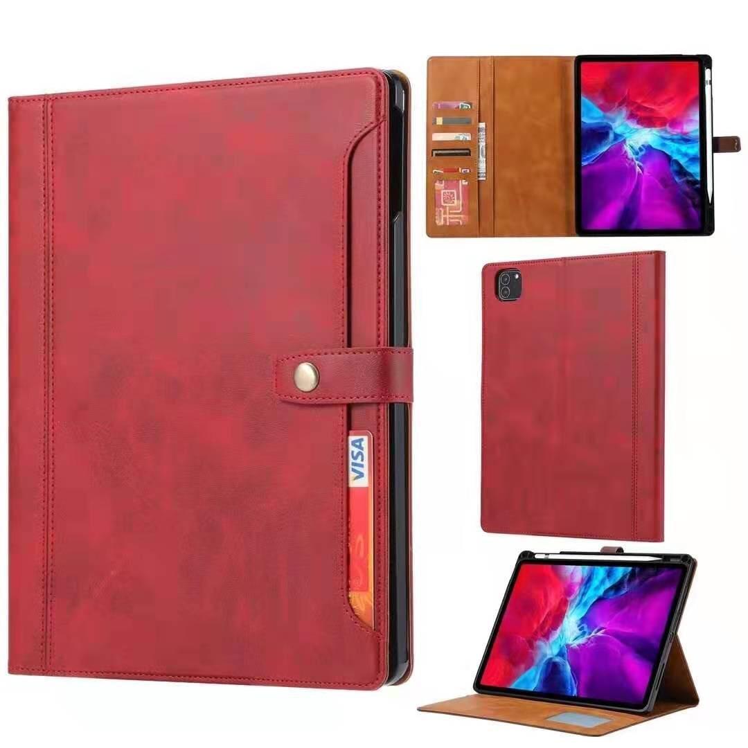 For Samsung Galaxy Tab A8 10.5 SM-X200 (2021) Stitched Premium Wallet Case - Red-www.firsthelptech.ie