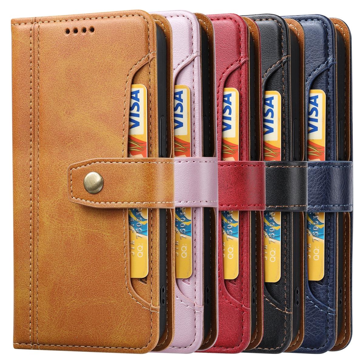 For Apple iPhone 13 Pro 6.1 Stitched Card Slots Premium Aokus Wallet Case Blue-www.firsthelptech.ie