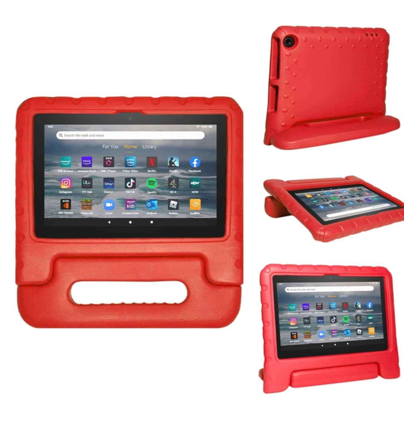 For Amazon Fire 7 2022 12th Gen Kids Case Shockproof Cover With Stand - Red-First Help Tech