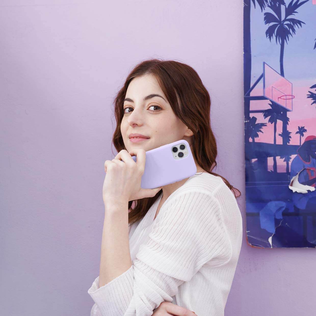Liquid Silicone Case For Apple iPhone 11 Pro Luxury Thin Phone Cover Lilac Purple