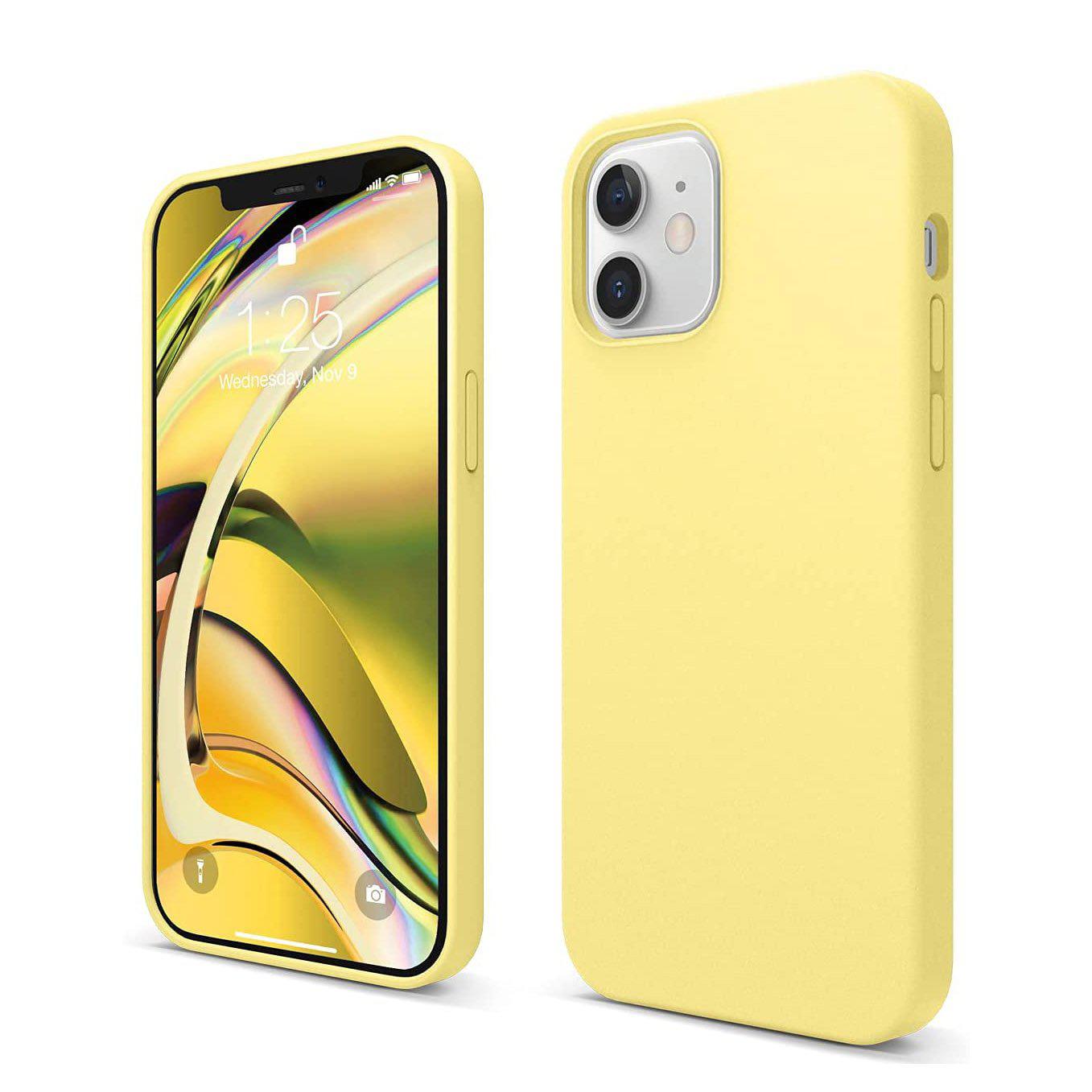Liquid Silicone Case For Apple iPhone 12 / 12 Pro Luxury Thin Phone Cover Yellow