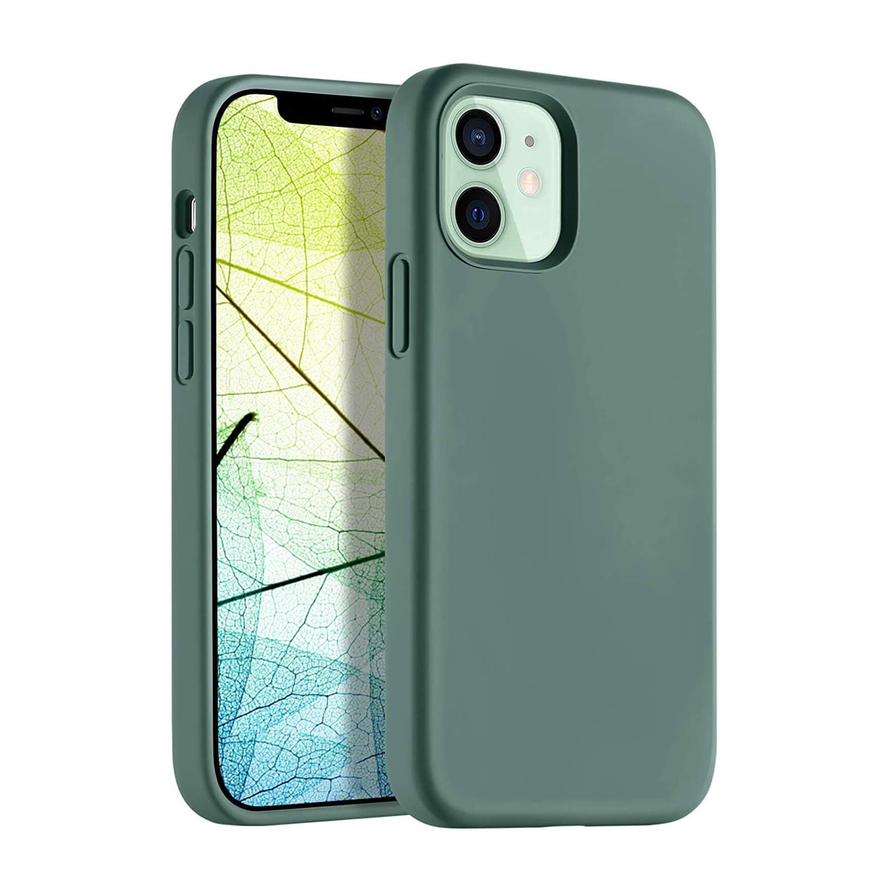 Liquid Silicone Case For Apple iPhone 12 Mini Luxury Thin Phone Cover Green