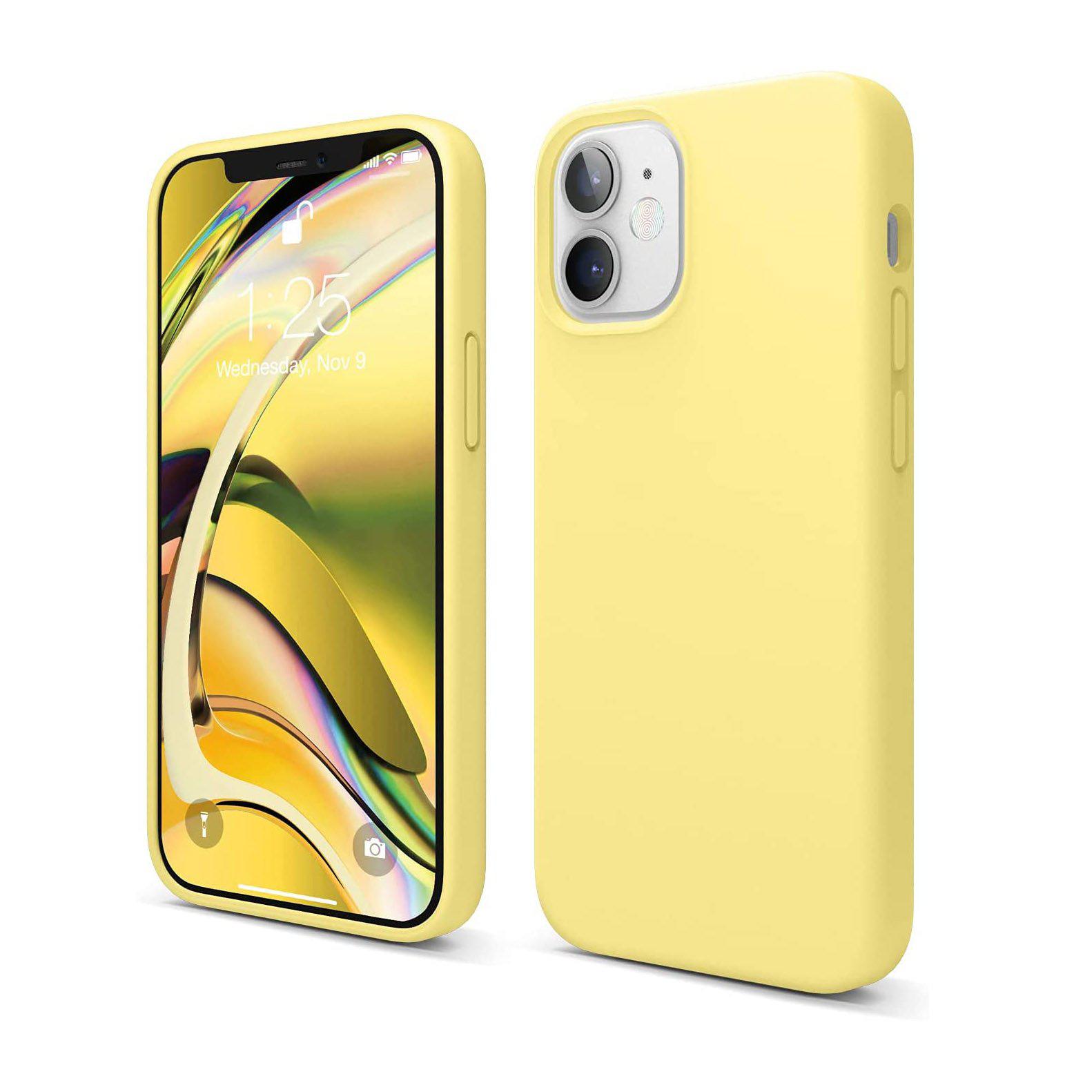Liquid Silicone Case For Apple iPhone 12 Mini Luxury Thin Phone Cover Yellow