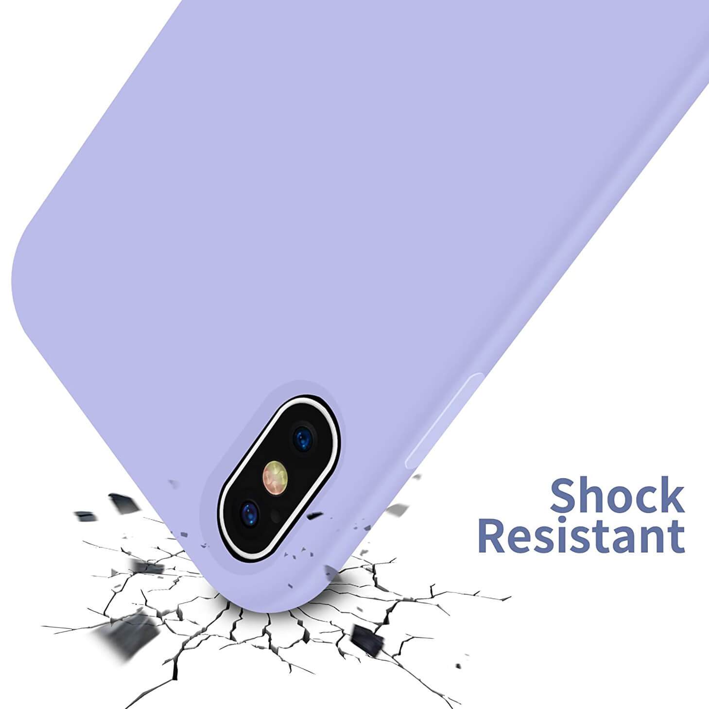 Liquid Silicone Case For Apple iPhone X / XS Luxury Thin Phone Cover Lilac Purple