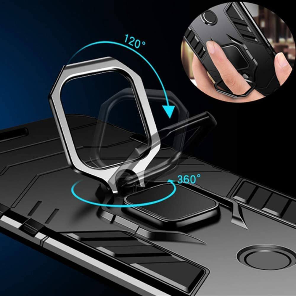 Luxury Hybrid Case For OnePlus 8 Shockproof Cover Magnet Ring Holder - Black