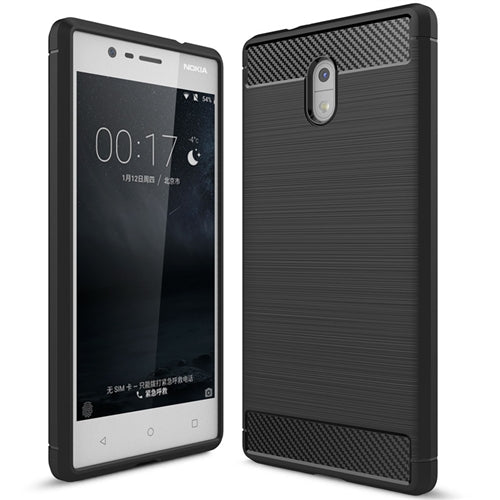 For Nokia 3 Carbon Fiber Gel Case Black-www.firsthelptech.ie