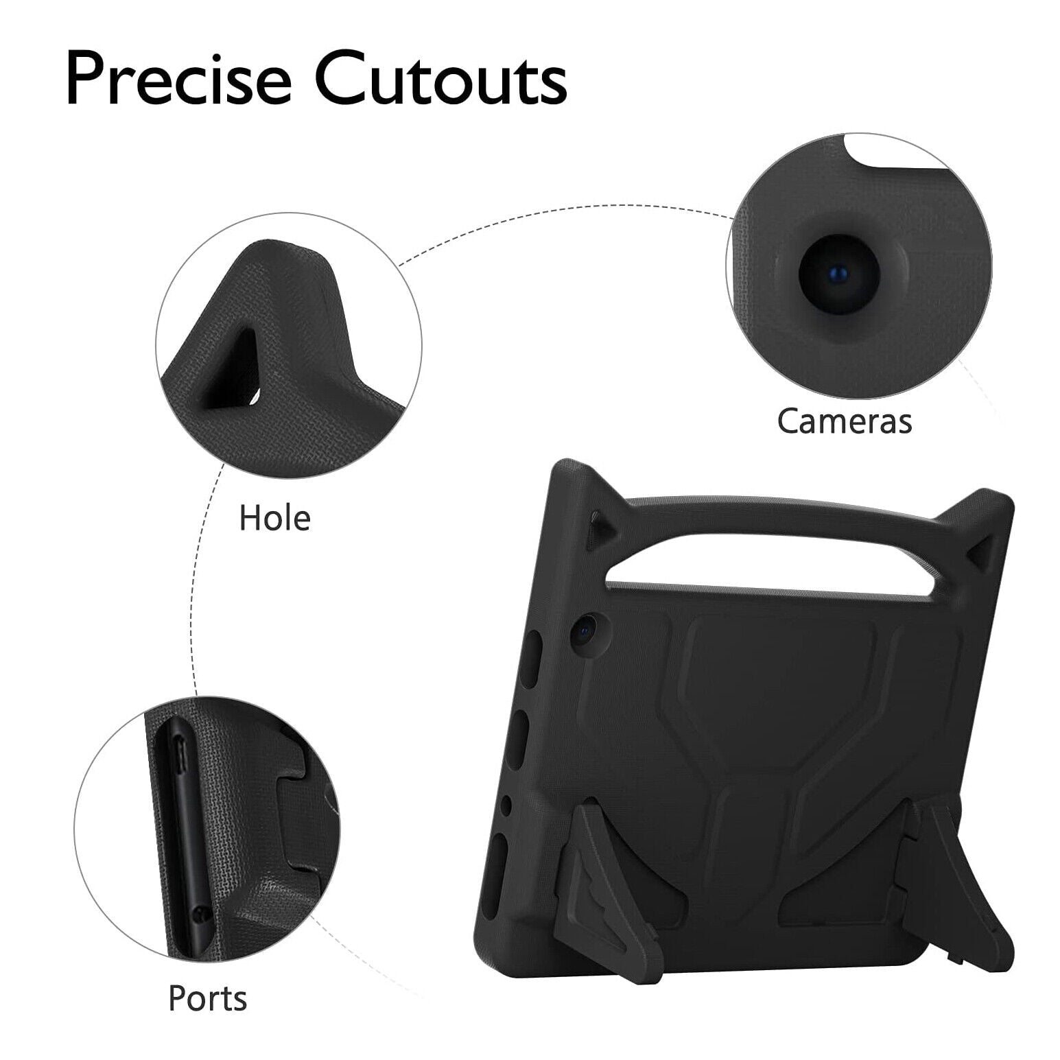 For Amazon Fire HD 10 2021 11th Gen Kids Case Shockproof Cover With Stand - Black-www.firsthelptech.ie